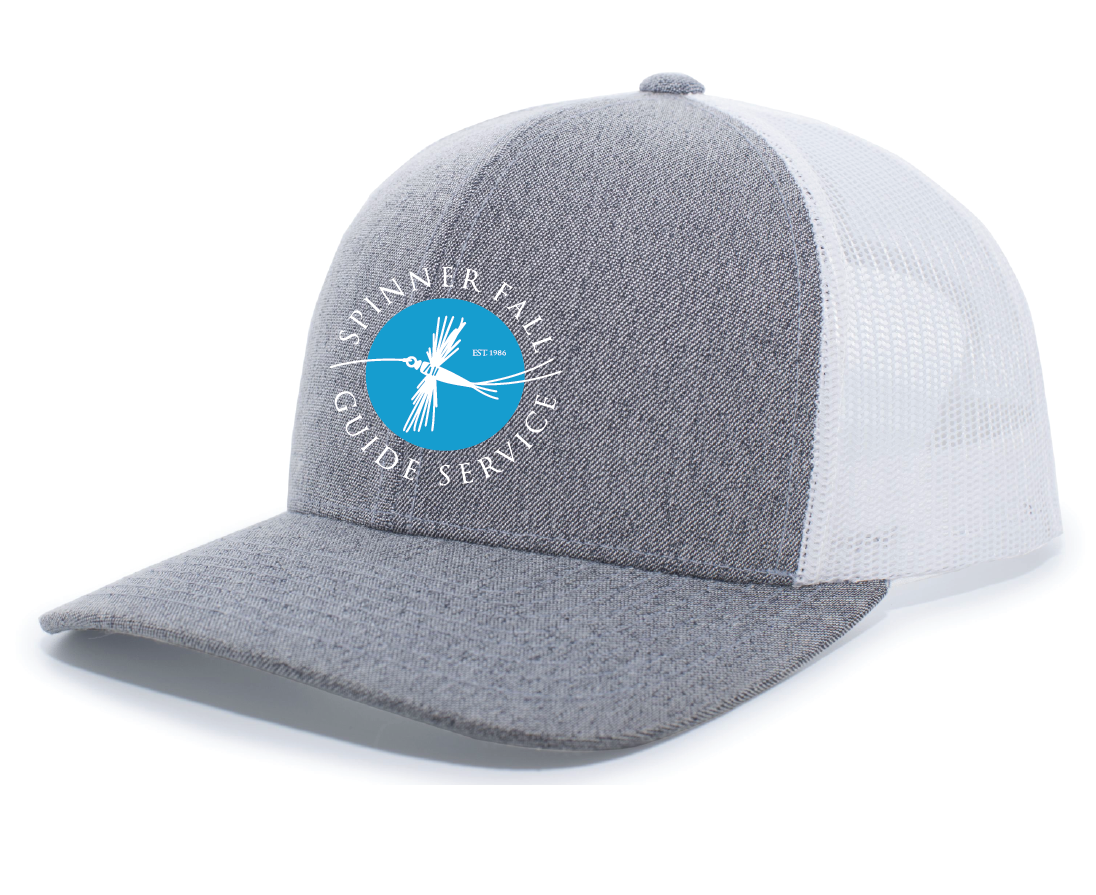 Pacific Headwear Unisex Heather Trucker Snapback Cap – Mid-Profile, Mesh Back, Black/Gray Undervisor - View #9