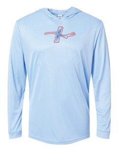 SpinnerFall - BLUE Bahama UPF 50 Hooded Long Sleeve Performance Shirt