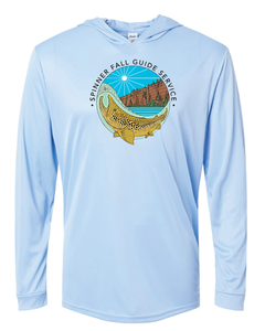 SpinnerFall - BLUE Bahama UPF 50 Hooded Long Sleeve Performance Shirt