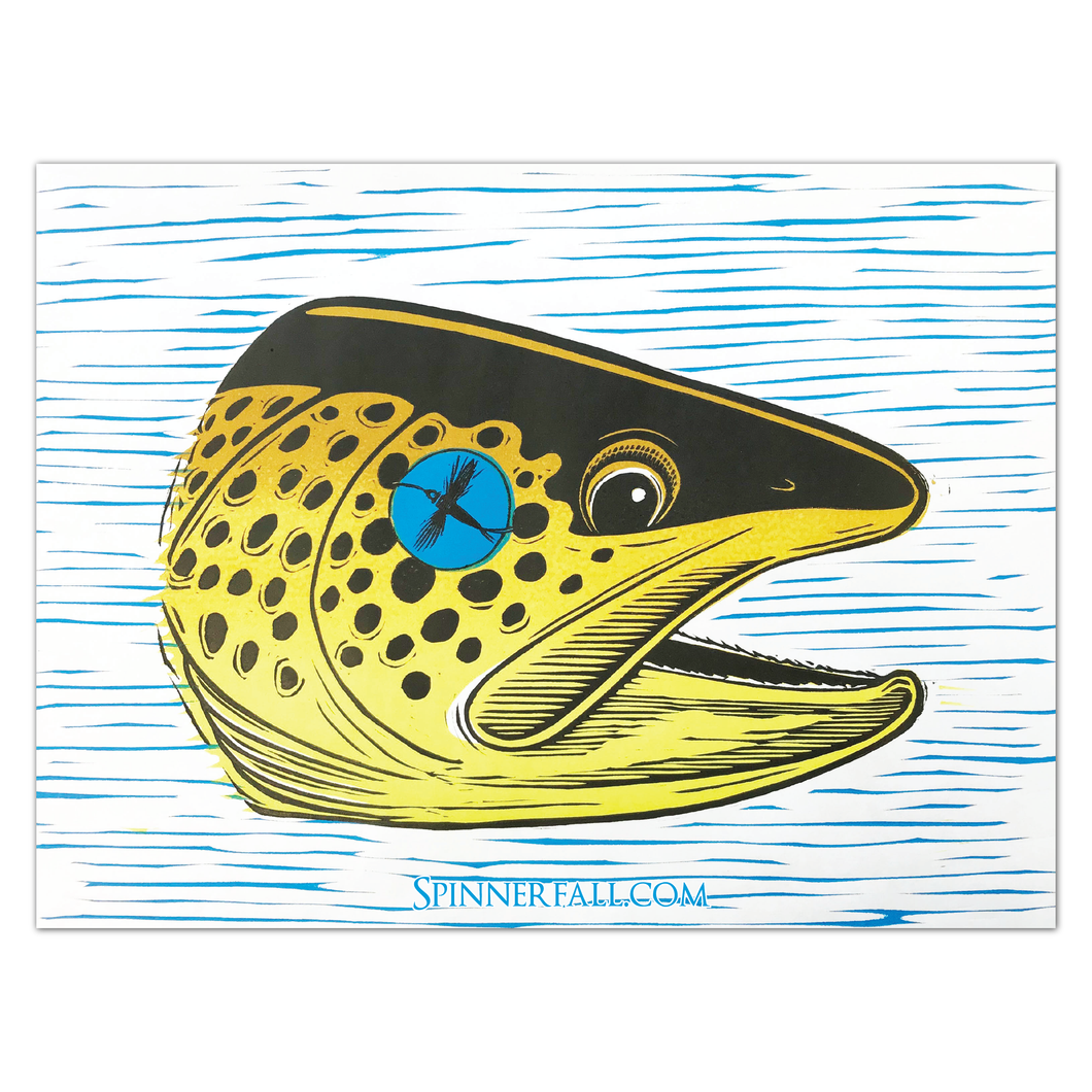 Spinner Fall Sticker - Brown Trout Face
